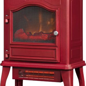 5,200 BTUs Realistic Flame Effect Vintage Floor Heater, Infrared Metal Heater, 1,000 Sq.ft. Electric Quartz Stove Heater, Low Noise & Rapid-Heat Steel Infrared Heater, Adjustable Heat Level, Red