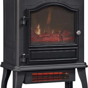 5,200 BTUs Realistic Flame Effect Vintage Heater, Infrared Metal Heater, 1,000 Sq.ft. Electric Quartz Stove Heater, Low Noise & Rapid-Heat Steel Infrared Heater, Adjustable Heat Level, Black