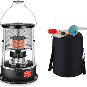 BOBONI Black Kerosene Stove Indoor, 4.5L Non Electric Heater, Removable Top Cover Kerosene Stove Heater Robust and Rust-Proof, Height Adjustable(34-46cm),with Wick