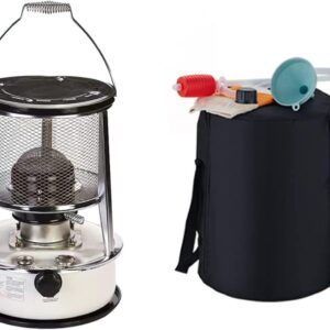 Amtinyjoy Kerosene Oil Heater Portable Efficient Camping Stove for Heating 9000 BTU/H Indoor Kerosene Heater Lightweight 6L Large Capacity Portable Stainless Steel Oil Heater (White)