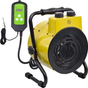 AOBMAXET Greenhouse Heater with Digital Thermostat for Grow Tent, Workplace, Overheat Protection, Fast Heating, yellow
