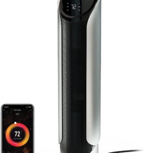 Atomi Smart WiFi 25″ Ceramic Tower Space Heater – 3rd Gen.,1500W, Wide-Angle Oscillation, 750 Square-Foot Coverage, Tip-Over Safety Switch, Smartphone Control, Compatible with Alexa and Google Assistant