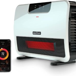 Atomi Smart WiFi Infrared Heater –1500W, Wall-Mounted or -Standing, 750 Square-Foot Room Coverage, Tip-Over Safety Switch, Compatible with Alexa and Google Assistant