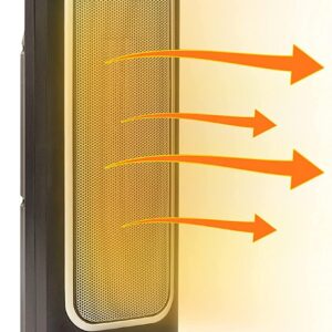 Comfort Zone CZ523RBK Portable 23 Inch Tall Widespread Adjustable Oscillating Digital Tower Personal Space Heater with Remote Control, Black