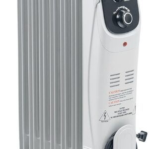 Comfort Zone CZ8008 1,500-Watt Electric Oil-Filled Radiant Radiator Heater, Permanently Sealed, Never Refill, Adjustable Thermostat, Stay-Cool Handle, Tip-Over Switch & Overheat Protection System