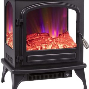 Comfort Zone CZFP6 750/1,500-Watt Electric Fireplace Heater Furnace with LED Simulated Flame and Bed of Burning Embers, 3 Heat Settings, Stay Cool Housing, Overheat Sensor, Safety Tip-Over Switch