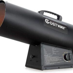 COSTWAY 150000BTU Portable Forced Air Propane Heater, w/ 304 Stainless Steel Combustor, Ideal for Construction Sites Utilities/Farm, Variable Output, Height Adjustable, Black