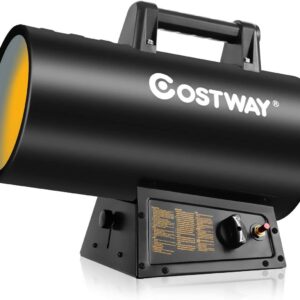 COSTWAY Propane Heater, 60000 BTU Propane Forced Air Heater, Heat Output, Overheat & Cut-off Protection, Portable Gas Space Heater Suitable for Ventilated Warehouse Construction Site Workshop, Black