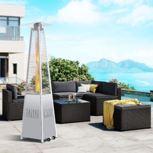 Dcenta 42000 BTU Stainless Steel Material Pyramid Glass Tube Outdoor with Long Strips of with Aluminum Reflector Shield Heating Up to 115 feet