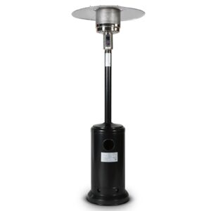 Dcenta 46000BTU Propane Black powder coated Iron Mushroom Outdoor Patio , with Two Smooth-rolling Wheels,with Hose Set,with Black Cover