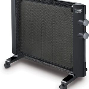 De'Longhi Mica Thermic Panel Heater, Full Room Quiet 1500W, standing/Easy Install Wall Mount, Adjustable Thermostat, 2 Heat Settings, Black, HMP1500