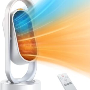 DesertWest Space Heater Tower Fan, Heater & Fan Combo, ENERGY-SAVING 135° Wide angle Electric Heater Fan with 3 Modes, Remote, 8 Timer, 1S Instant Heating, Tip-over Protection, Infrared Ceramic Heater