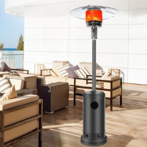 DJKDJL Outdoor Patio Heater With Wheels,Propane 46,000 BTU Premium Outdoor Patio Heater, Gray, 87*46*46CM