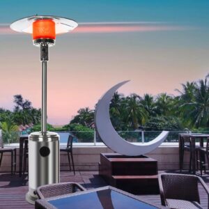 DJKDJL Outdoor Patio Heater With Wheels,Propane 46,000 BTU Premium Outdoor Patio Heater, Silver, 87*46*46CM