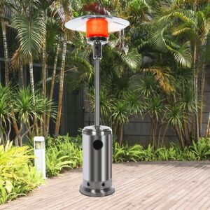 DJKDJL Outdoor Patio Heater With Wheels,Propane 46,000 BTU Premium Outdoor Patio Heater, Silver, 87*46*46CM