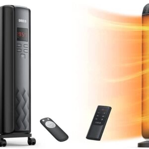 Dreo Radiator Heater, 2021 Upgrade 1500W Electric Portable Space Oil Filled Heater & 24″ Space Heater, 10ft/s Fast Quiet Heating Portable Electric Heater, Black