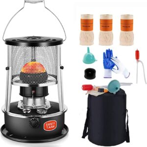 DUTIL Kerosene Heaters for Indoor Use,Adjustable Height Kerosene Stove,4.5L Multifunctional Non Electric Heater, Removable Top Cover Indoor Kerosene Heater, with Storage Bag, Wick and Gloves