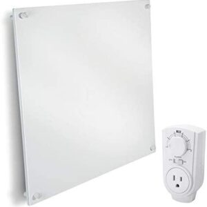 EconoHome Wall Mount Space Heater Panel – with Thermostat – 400 Watt Convection Heater – Ideal for 120 Sq Ft Room – 120V Electric Heater – Overheat Protection