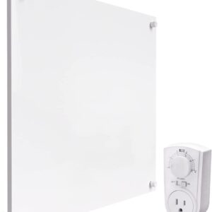 EconoHome Wall Mount Space Heater Panel 2023 Model – with Thermostat – 400 Watt Convection Heater – Ideal for 120 Sq Ft Room – 120V Electric Heater – Overheat Protection (White)