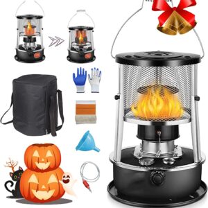 Flxsxq Black Kerosene Heater Stove,Adjustable Height Non Electric Emergency Heaters, Camping Kerosene Heater with Stove Bag,for Indoor Outdoor Patio Deck Home
