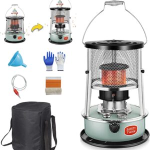 Flxsxq Kerosene Stove Burner, Windproof Kerosene Heaters,Protective Cover Adjustable Emergency Tent Heater,No Electricity Required,with Storage Bag and Accessories
