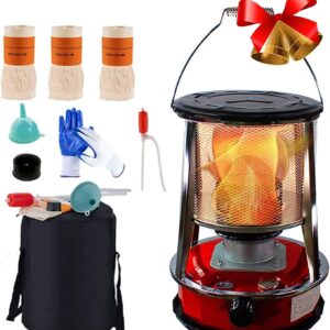 Flxsxq Kerosene Stove Non Electric Heater with Wick and Gloves Top Cover Removable Indoor Emergency Heater for Heating,Boiling Water,Cooking