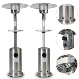 Fashnice Stainless Steel Outdoor Heating Waterproof Cover Portable Patio Heaters With Dinner Plate 46000BTU Propane Garden Home