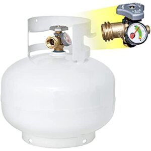 Flame King YSN11SQT 11 Pound Propane Tank Cylinder Squatty with Type 1 OPD Valve, White