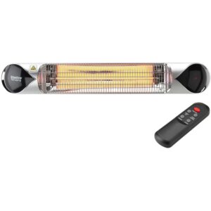 Hanover 35.4″ Wide Electric Carbon Infrared Heat Lamp with Remote Control, Silver