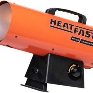 HeatFast HF160G Portable Home, Jobsite, Construction Site Forced Air Liquid Propane Salamander Torpedo Space Heater with Variable Temperature Control, 155,000 BTU, orange