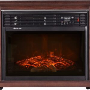 Giantex 28″  Standing Electric Fireplace 1500W Glass View Log Flame Remote Home Space Heater