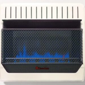 HearthSense Dual Fuel Ventless Blue Flame Heater With Base and Blower – 30,000 BTU, T-Stat Control – Model BF30T-BB-R (Renewed) , Black
