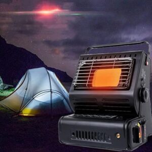 HXSM Compact Butane Heater Outdoor Portable Gas Heater Camping Heaters for Tents 2 in 1 Multifunctional Heater & Stove for Caravan Ice Fishing Hiking (Color : Black Portable Gas Heater)