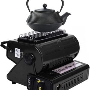 HXSM Portable Gas Heaters for Indoor Multifunctional Camping Stove for Caravan Outdoor Butane Heater with Portable Handle, Propane Radiant Heater (Color : Black 2 in 1 Propane Heater+Stove)