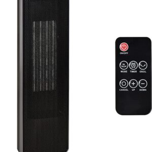 HOMCOM 2-In-1 Electric Space Heater, Oscillating Tower Heater for Indoor Use, with 3 Modes, 8H Timer, Remote, Tip-Over and Overheat Protection, 750W / 1500W, Black
