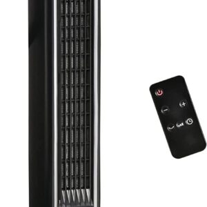 HOMCOM 2-In-1 Portable Electric Tower Heater, Oscillating Space Heater for Indoor Use with Remote Control, 8H Timer, Three Heating Modes(High, Low, Fan), 750W / 1500W, Black
