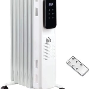HOMCOM Electric Space Heater, standing 161 Sq. Ft. Heater with 3 Modes, Timer, and Remote, 600/900/1500 W, White