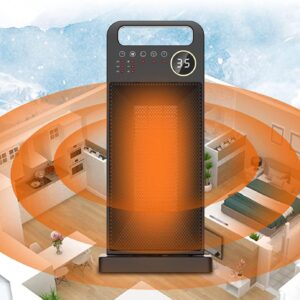 HFSKJWI Electric Space Heater 2000W Adjustable Fast Safety Heating Ceramic Heater with Timer and Oscillation Mini Quiet Heater with Remote Control and Digital Thermostat for Indoor Use