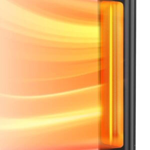 JIYU Electric Patio Heater, Outdoor Infrared Standing Heater with 90° Wide Oscillation, V0 Flame Retardant Material & Hidden Simple Handle, Protection, 1500W, T01-G15, Black, 9.45×9.45×31.50 inch