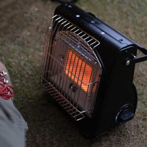 JOJAN Outdoor Butane Heater, Portable Camping Gas Heated Stove, Lightweight Tent Space Heater, Winter Camp Heating Stove, Heater & Stove 2 in 1 (Color : Black)