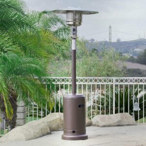 Kanizz Elegant Patio Stand Pole Heater Deck Propane Gas 48,000 BTU, Warm Winter Rolling Wheel Elegant Design Outdoor Backyard Party LP Gas Heater Stand, Mocha Color