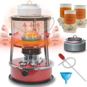 Kerosene Heater for Indoor/Outdoor Use Non Electric Portable Heater with Camping Kettle, 3 Wick, 2600W Small Kerosene Space Heaters, Kerosene Stove for Patio, Fishing, Tent Heater