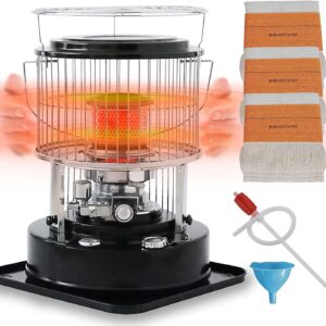 Kerosene Heater for Indoor/Outdoor Use Non Electric, Portable Heater with Anti-Tilt and Safety Shut-Off, 3 Wick, 2600W Small Kerosene Space Heaters, Kerosene Stove for Patio, Fishing, Tent Heater