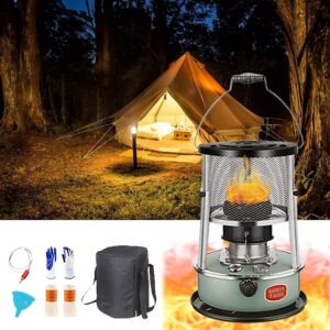Kerosene Heater with Wick, Kerosene Stove Burner, 0.24~0.28L/H, 7800~8900 BTU/H, Fuel Tank 4.5L, Use Area 15m², Use Time 15~18H, Kerosene Heater Furnace, for Camping Heating Cooking BBQ