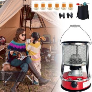 Kerosene Stove for Indoor Camping Heater Stove Stainless Steel Oil Heaters Space Heater Fast Glass Burner Tent Heater for Outdoor Picnic Cooking Hiking (Color : Red-4.6L)