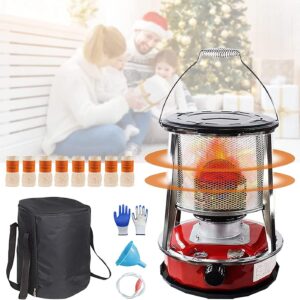 Kerosene Stove Heater with 8 Wicks and Stove Bag Lightweight Portable Oil Heater, Emergency Heater for Power Outage, Non Electric Heaters, Energy Saving and High Efficiency (Size : C-Red(4.6L))