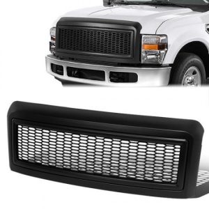 08-10 Ford F250-F550 Super Duty Front Grille - Badgeless Honeycomb Mesh - Matte Black