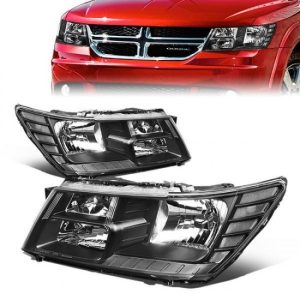 09-17 Dodge Journey Headlights - Black Housing Clear Corner