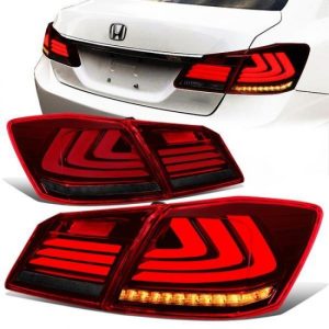 13-15 Honda Accord Sedan LED Bar+Sequential Turn Signal Tail Lights