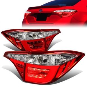 14-18 Toyota Corolla LED Rear Brake Tail Lights - Tron Style - Red/Clear Lens